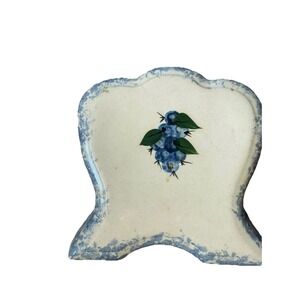 Heavy Ceramic Blueberry Themed Napkin Holder  Origin Unknown Signed